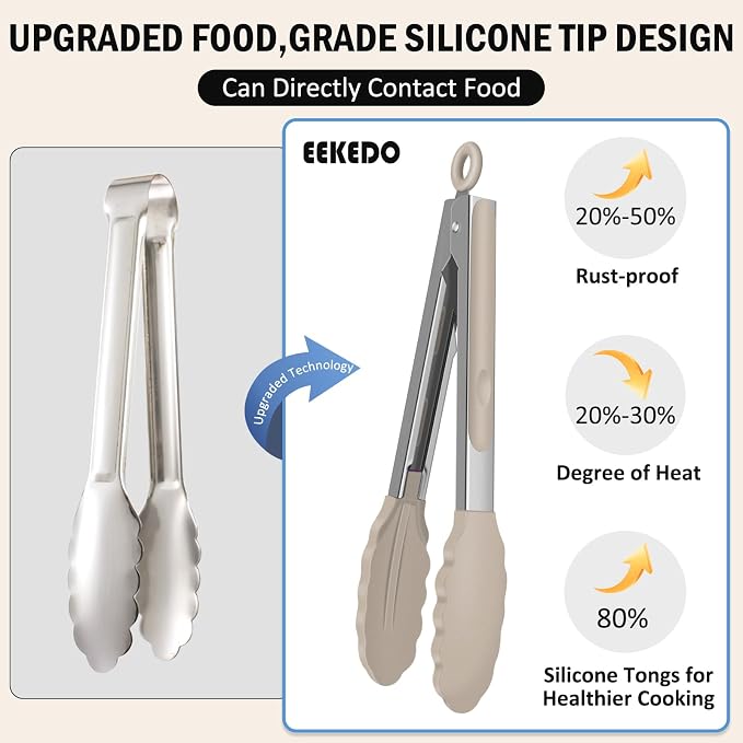Tongs for Cooking, 600ºF High Heat-Resistant Stainless Steel Kitchen Tongs - Image 3