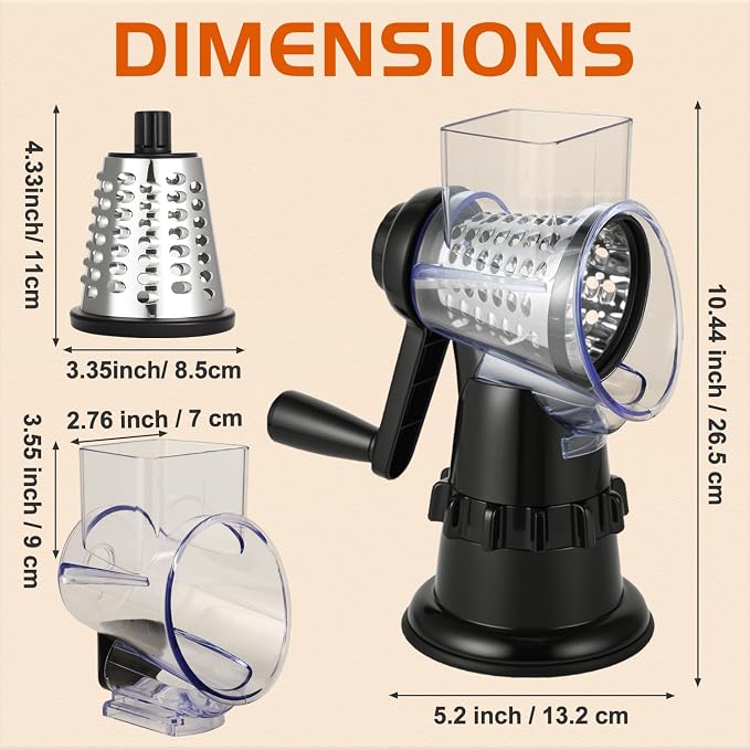 Rotary Cheese Grater Hand Crank, Vegetable Slicer - Image 2