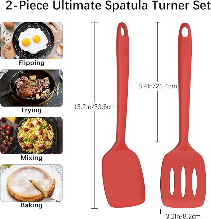 Coukre 2 Pack Silicone Spatula Set, High Heat Resistant, BPA Free Kitchen - Image 2