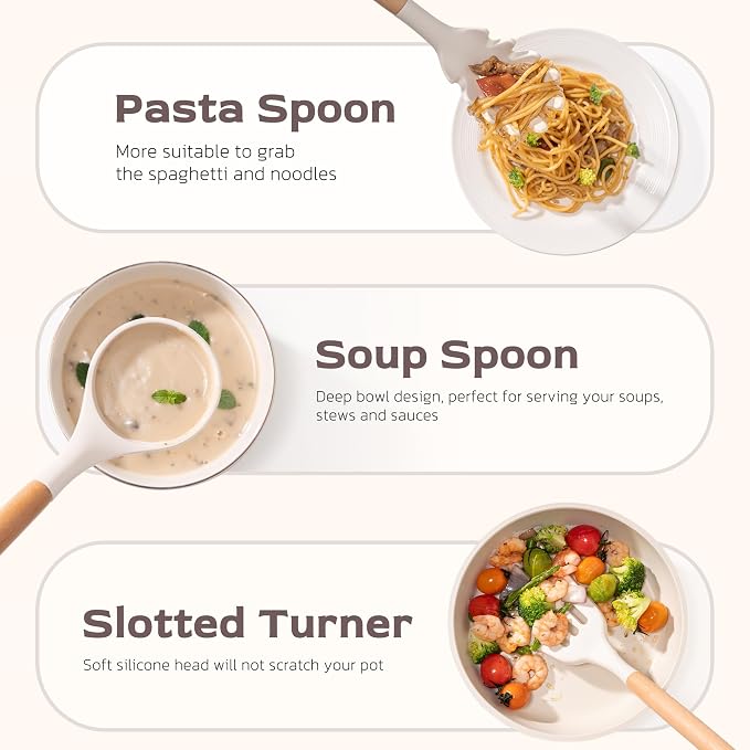 Astercook Kitchen Utensils set, 446°F Heat Resistant Food Grade Utensil Sets - Image 7