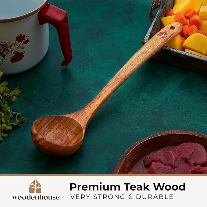 Wooden Ladle for Cooking, Soup Spoon Ladle – Teak Wooden Serving Spoon - Image 7