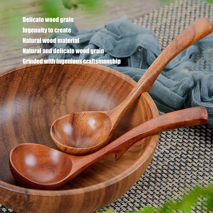Wooden Ladle, 7.87inch Soup Ladle Wooden Serving Spoon Soup Spoon Ladle - Image 8