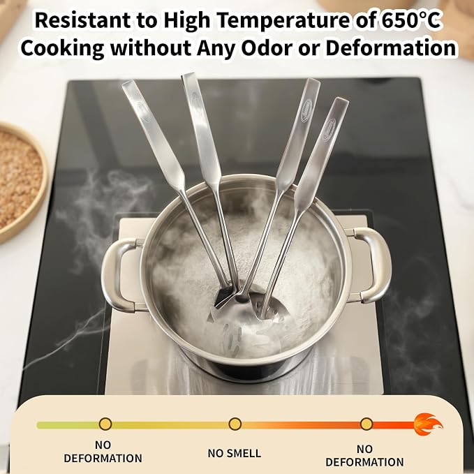 Newness 4 Pcs Cooking Utensils Set, 304 Stainless Steel Kitchen Utensils Set - Image 4
