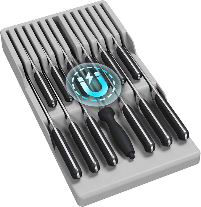 Lifewit Magnetic Drawer Knife Organizers Insert, Kitchen Plastic In Drawer by Lifewit