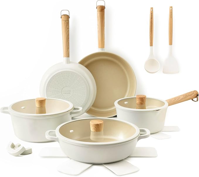 SENSARTE 17Pcs Ceramic Nonstick Cookware Set Non-toxic Healthy Pots and Pans by SENSARTE