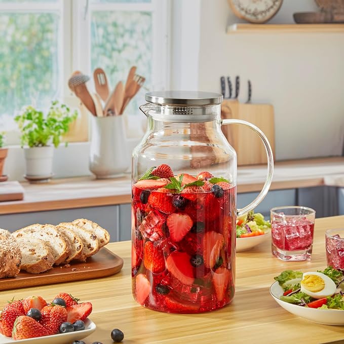 1 Gallon Glass Pitcher with Lid and Handle, Glass Water Carafe - Image 6