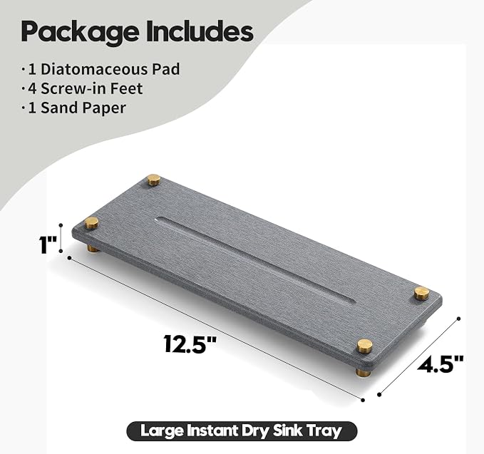 Kitchen Sink Caddy Water Absorbing Stone Drying Tray, Diatomite Bathroom Sink - Image 6