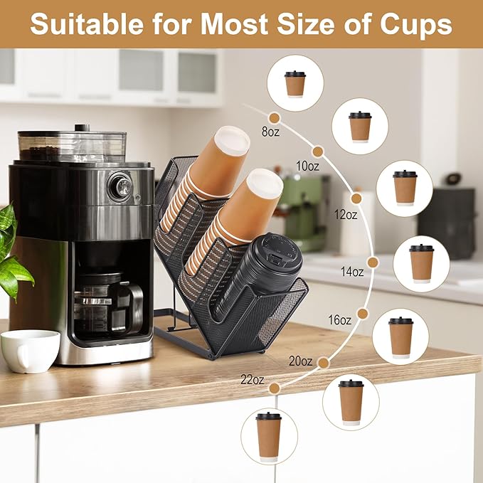 Paper Cup and Lid Holder with Straw Organizer - Image 3