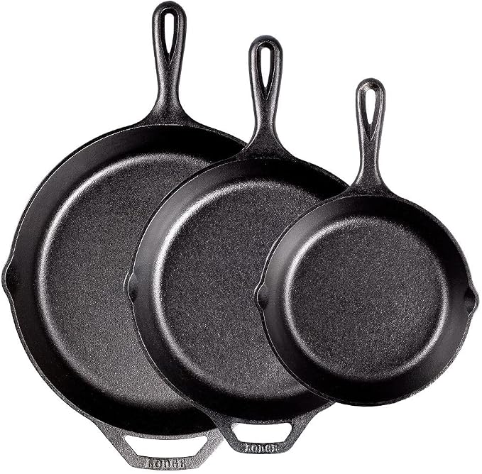Lodge Seasoned Cast Iron Skillet Set 8, 10.25 & 12 Inches - Image 2