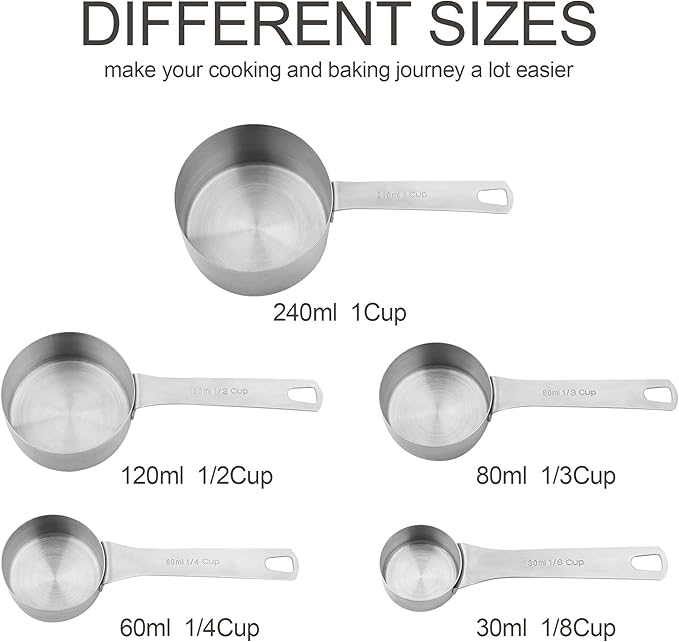 Stainless Steel Measuring Cups and Spoons Set, 18/8 Steel Material Heavy Duty 5 - Image 4