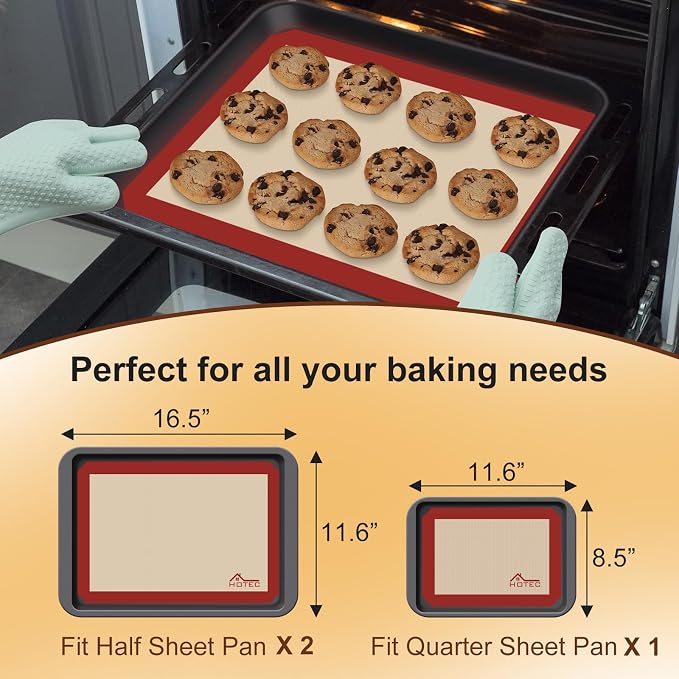 HOTEC Silicone Baking Mats 3 Pack – Thickened Non-Stick Reusable Silicone - Image 3