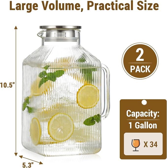 2 Pack 1 Gallon thickened Square Glass Pitcher - Image 3