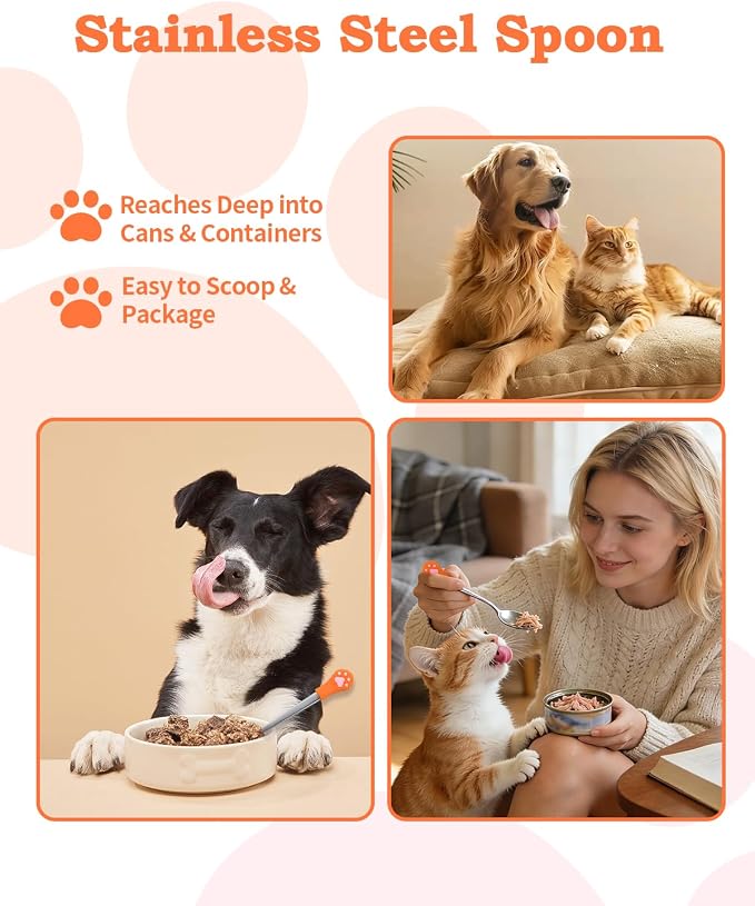 6 PCS Cat Food Can Covers Lids Set, Cat Bar Squeezer, Stainless Steel Wet Food - Image 5