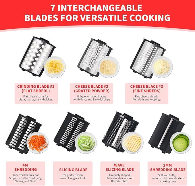 Electric Cheese Grater, 250W Electric Professional Salad Maker & Vegetable - Image 4