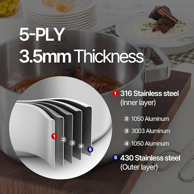 316 Stainless Steel 6 Quart Soup Pot - Image 4