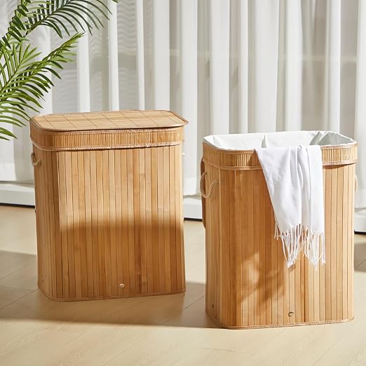 2 Pack 27 Gallon Bamboo Slim Trash Can - Image 7