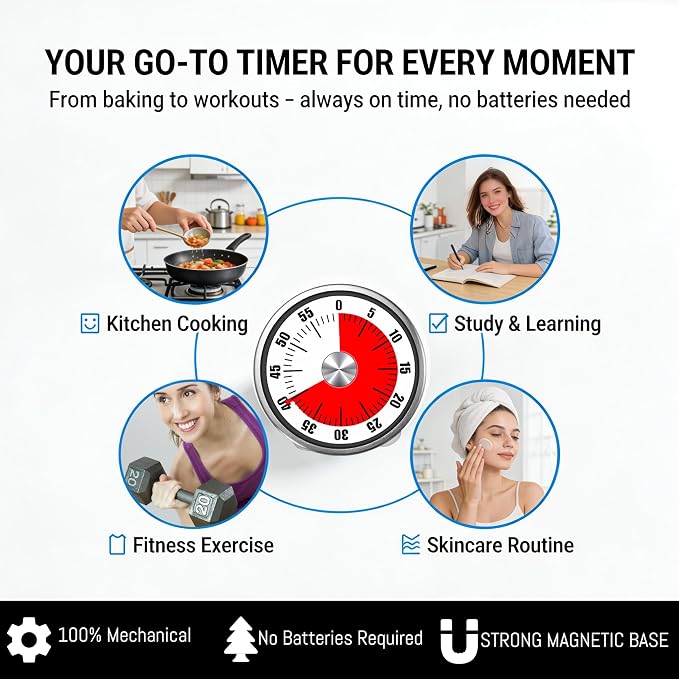 Kitchen Magnetic Visual Cooking Mechanical Timer - Image 7