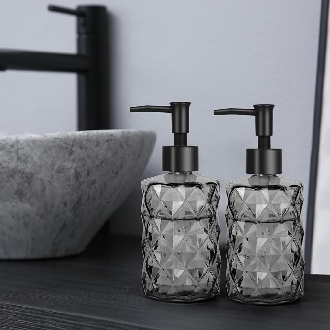 11oz Glass Soap Dispenser with Plastic Pump, Elegant Dispenser - Image 7