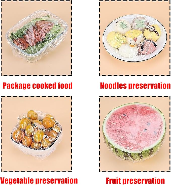 300 Pcs Plastic Bowl Covers Stretch Edging Disposable Food Covers Flexible - Image 5