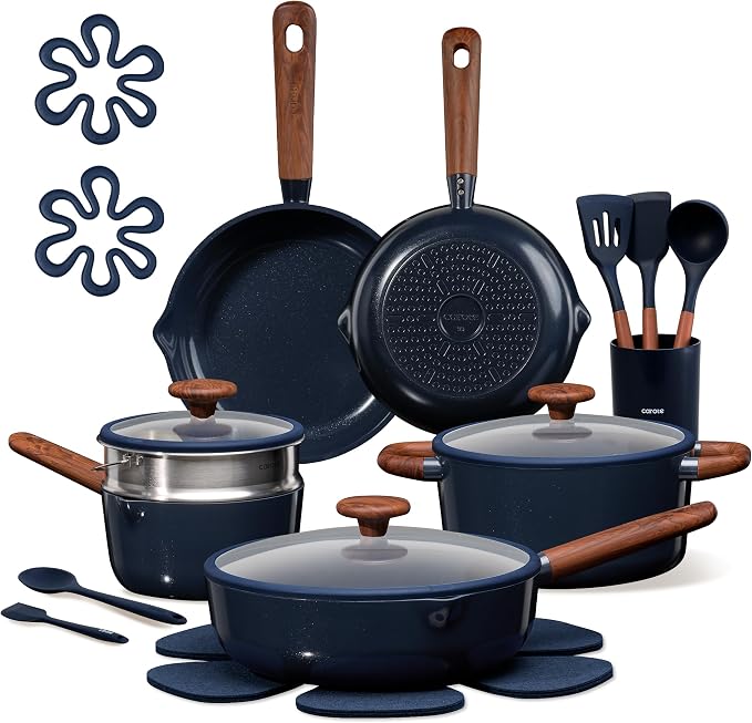 CAROTE 21pcs Cookware Set Nonstick Pots and Pans Set, Ceramic Cookware Set by CAROTE
