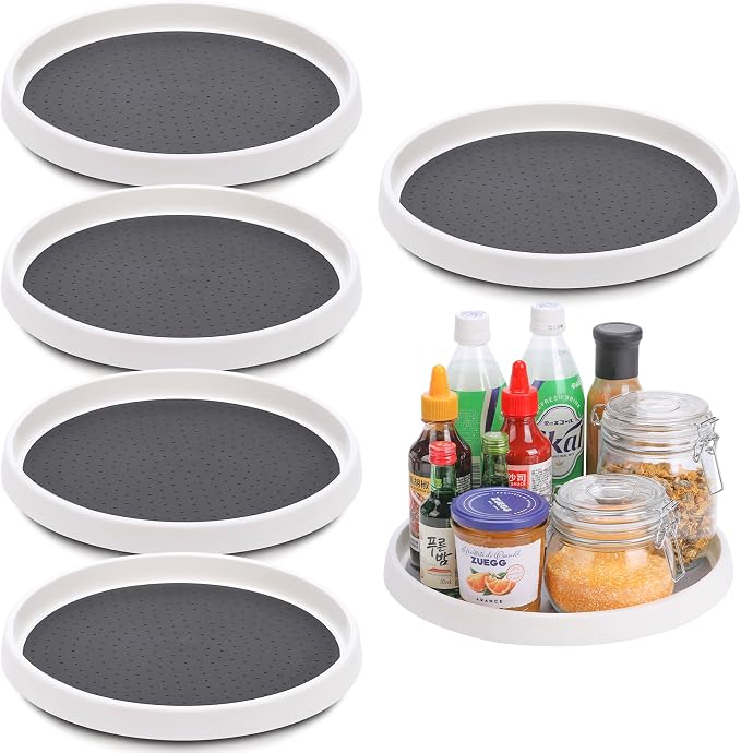 Set of 6, 12 Inch Non-Skid Lazy Susan Turntable, Lazy Susan Organizer by CiWiVOKi