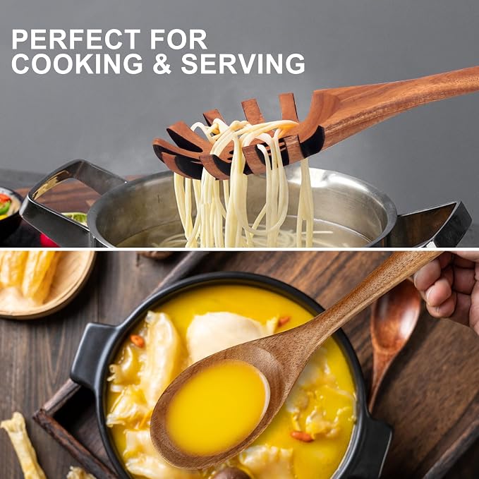 9 Pcs Wooden Spoons for Cooking Utensils - Image 4