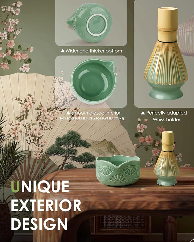 Matcha Whisk Set, Ceramic Matcha Set Includes Matcha Bowl - Image 2