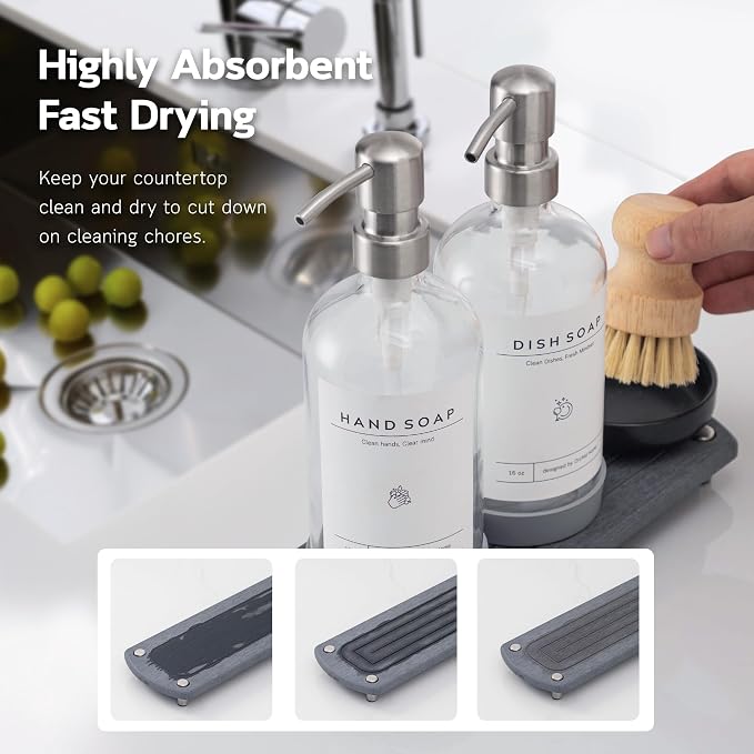 Kitchen Soap Dispenser Set - 16OZ Clear Glass Bottle - Image 2