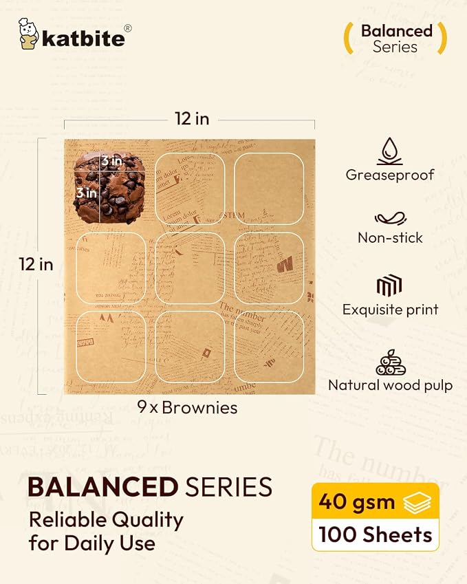 Katbite 100Pcs 12 In Food Wrapping Paper, New Pattern Heavy duty Deli Paper - Image 2