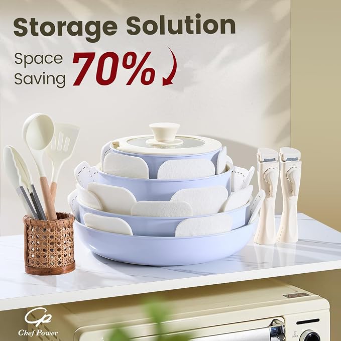 Chef Power Ceramic Nonstick Pots and Pans Set 19 Piece - Image 3