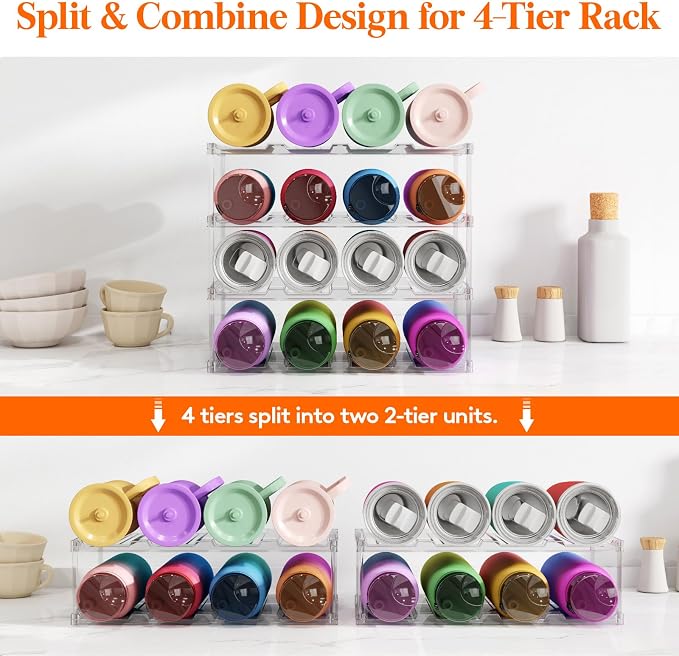 Lifewit Stackable Bottle Storage Organizer, Large Slot Water Bottle Tumbler - Image 6