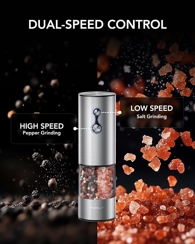 FORLIM Rechargeable Electric Salt and Pepper Grinder Set, Dual-Speed Control - Image 3