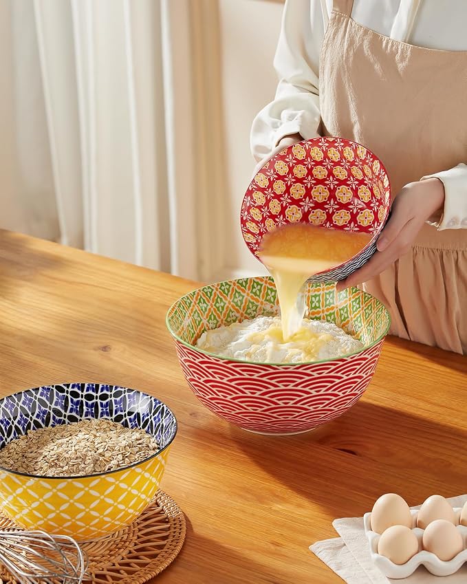 Metahom Ceramic Mixing Bowls for Kitchen, Colorful Nesting Bowls, Large Serving - Image 7