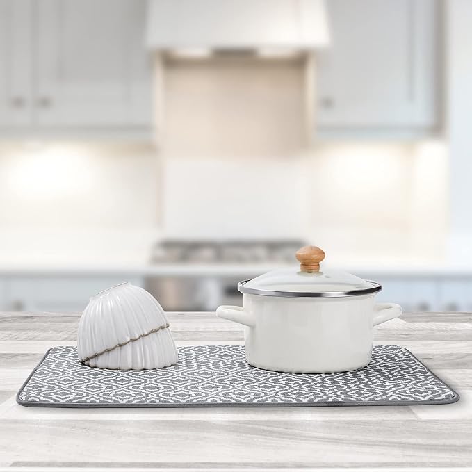 SUBEKYU 24" x 18" Dish Drying Mat, Dish Mat Drying Kitchen Mat Large, Absorbent - Image 5