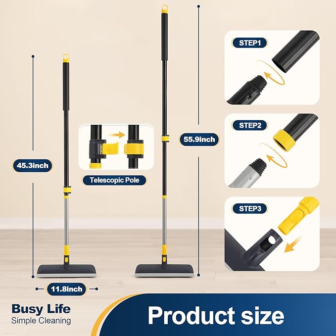 Yocada Floor Scrub Brush Telescopic Handle 2 in 1 Scrape Brush Stiff Bristle - Image 4