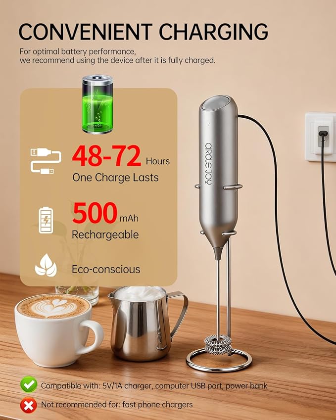 CIRCLE JOY Rechargeable Milk Frother Handheld - Image 3