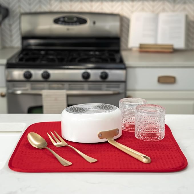 S&T INC. Dish Drying Mat XL, 18” x 24”, Absorbent Microfiber Kitchen Counter Mat - Image 4