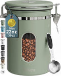 Veken Coffee Canister with Window, Airtight Stainless Steel Kitchen Food by Veken