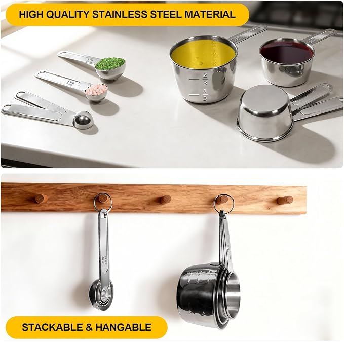 Stainless Steel Measuring Cups and Spoons Set, Dry & Liquid Dishwasher Safe - Image 6