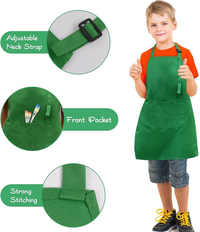 SINLAND Kids Apron with Pocket 2 Pack Children Chef Apron - Image 2