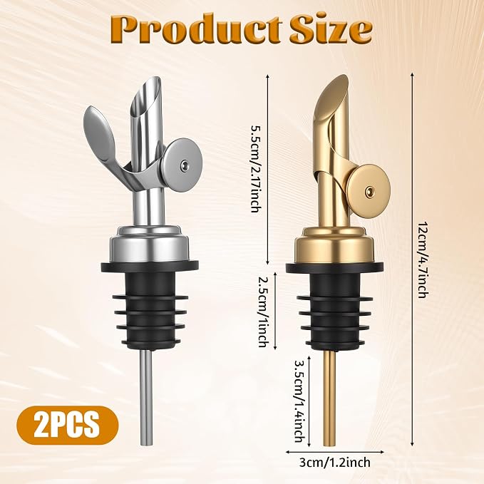 2 PCS Oil Spout, Olive Oil Pour Spout, Self Closing Liquor Bottle Pourers - Image 2