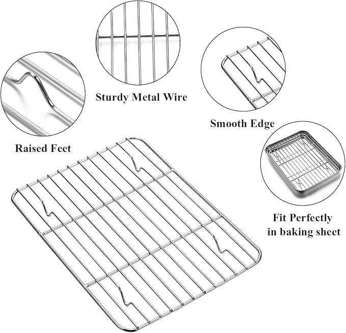 Wildone Baking Sheet with Rack Set, Stainless Steel Cookie Pan baking Tray with - Image 3