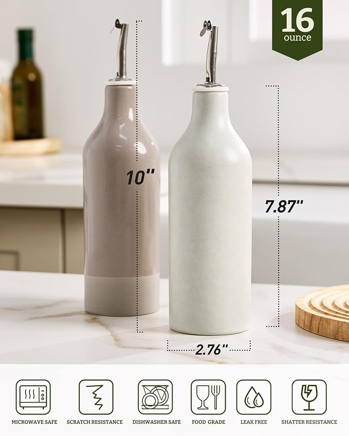 famiware Milkyway 16oz Ceramic Olive Oil Dispenser Bottle, Olive Oil and - Image 5