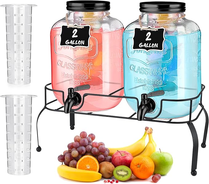 Lallisa 2 Pcs 2 Gallon Glass Drink Dispenser by Lallisa