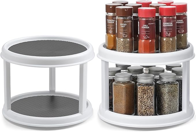 2 Pack, 2 Tier 10" Turntable Lazy Susan Spice Organizer by MakeLifeBetterEasier