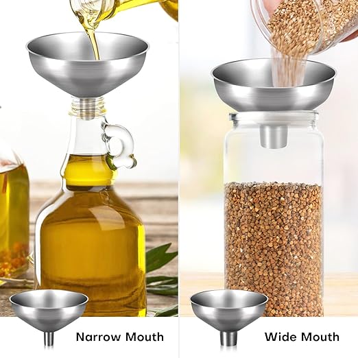 Stainless Steel Metal Funnel Set of 2, Kitchen Filling Funnel and, Practical - Image 6