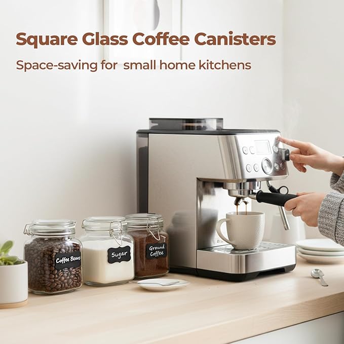 ComSaf 3-Pack Square Glass Coffee Canisters - Image 3