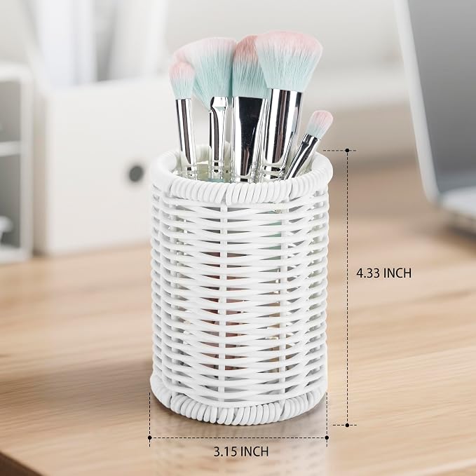 Rattan Jars, Rattan Desk Organizer, Bathroom Essentials Accessories Decor - Image 2