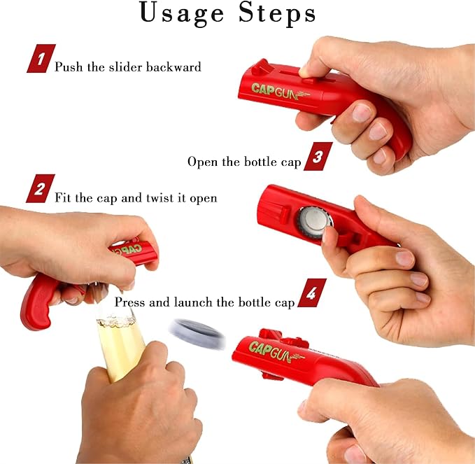 Bottle Opener with Cap Launcher – Funny Shooting Gun - Image 4