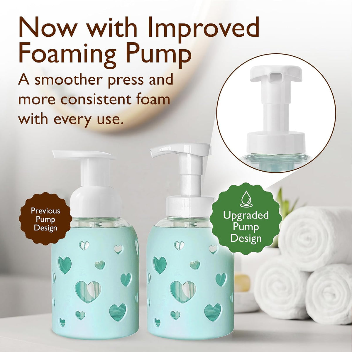 SoCal Suds & Company Foaming Hand Soap Dispenser Glass, Sea Glass, 8oz